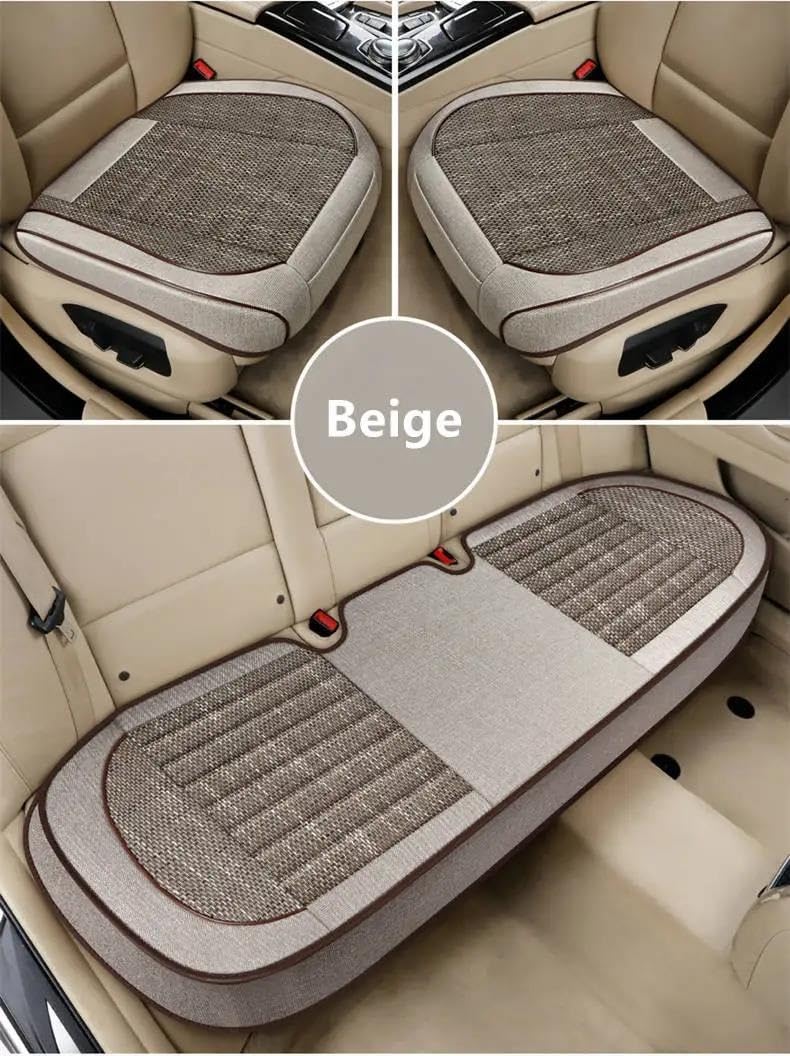 Rückspiegelgehäuse Autositzkissen, Autositzschutzbezüge, Vier-Jahreszeiten-Universalsitzkissen, Innenraumzubehör in Form Einer Autofront, Sitzbezüge Auto Rückspiegel Abdeckung(Beige 3 Pcs) von SADHADAH