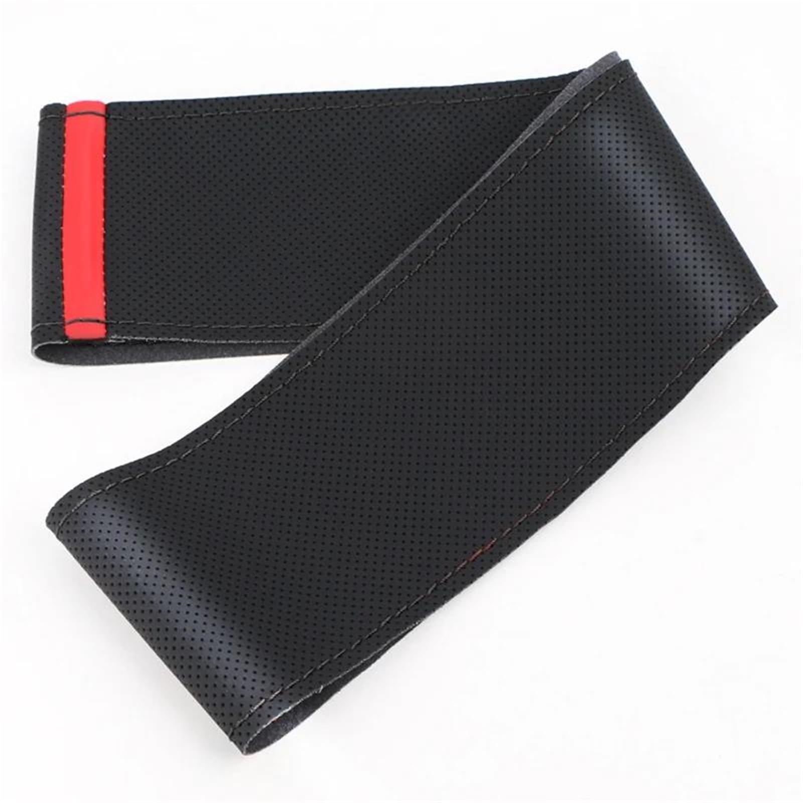 Rückspiegelgehäuse DIY Universal Auto Lenkrad Abdeckung Leder Lenkrad Wrap Weiche Atmungsaktive Auto Zubehör 38 cm Auto Lenkung Wrap Auto Rückspiegel Abdeckung(Red Black line) von SADHADAH