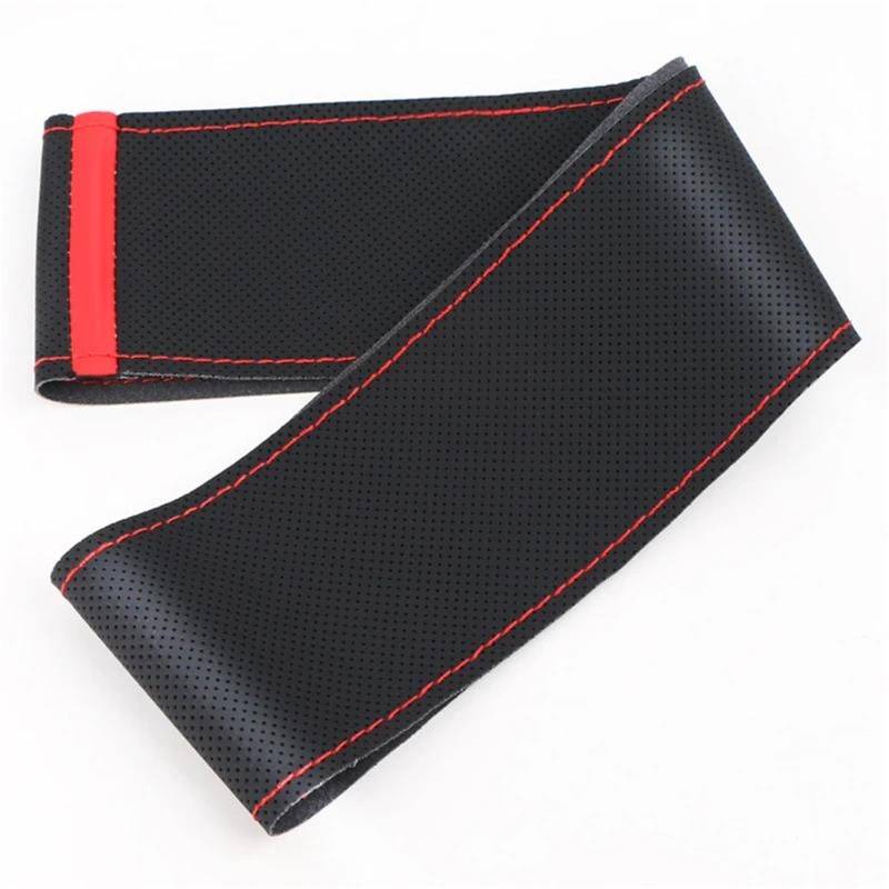 Rückspiegelgehäuse DIY Universal Auto Lenkrad Abdeckung Leder Lenkrad Wrap Weiche Atmungsaktive Auto Zubehör 38 cm Auto Lenkung Wrap Auto Rückspiegel Abdeckung(Red red line) von SADHADAH