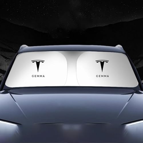 Auto Sonnenschutz Frontscheibe, für Tesla Model 3 Auto Windschutzscheibe Sonnenschirm 360° Drehbar Faltbare Windschutzscheibe Sonnenblende,L(148×95cm) von SADVFBG