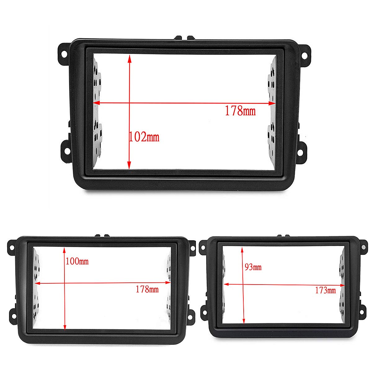 Auto-Audio-Rahmen 2 Din Autoradio Blenden Blenden Panel Rahmen CD DVD Dash Audio Interieur/Fit for Volkswagen VW Touran Caddy SEAT Skoda Fabia Octavia Autoradio Radioblende Doppel(173x98mm) von SAEHEDRDDF