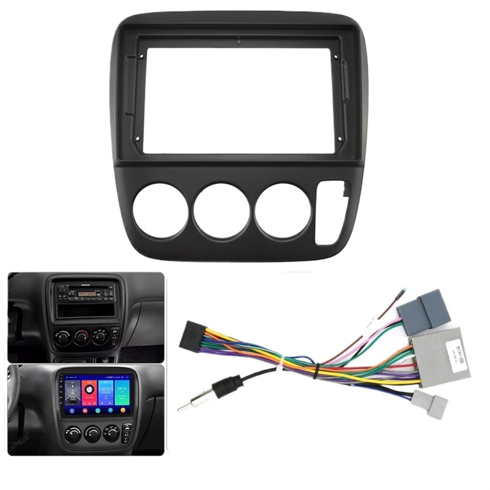 Auto-Audio-Rahmen 2Dincarplayer-Zubehör, Radioblende, Kunststoff-Armaturenbrett-Bildschirme, Audiorahmen, Kabelbaum/Passend for HONDA 1998 CRV (RHD-LHD (9 ZOLL) Autoradio Radioblende Doppel von SAEHEDRDDF