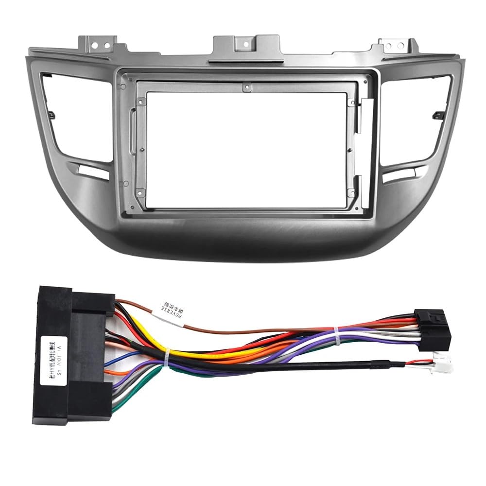 Auto-Audio-Rahmen 9-Zoll-Autoradio-Blende/Passend for HYUNDAI Tucson 2015-2018 (linkes Rad, schwarz) Armaturenbrett-Kit Einbauadapter Blende Konsolenplatte Blende Autoradio Radioblende Doppel(WHITE) von SAEHEDRDDF