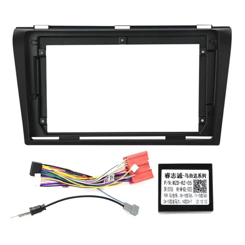 Auto-Audio-Rahmen 9-Zoll-Autoradio-Stereo-Rahmenblende/passend for Mazda 3 2004-2009 DVD-Einbau Armaturenbrett-Einbausatz Großer Bildschirm 2 Din Autoradio Radioblende Doppel von SAEHEDRDDF