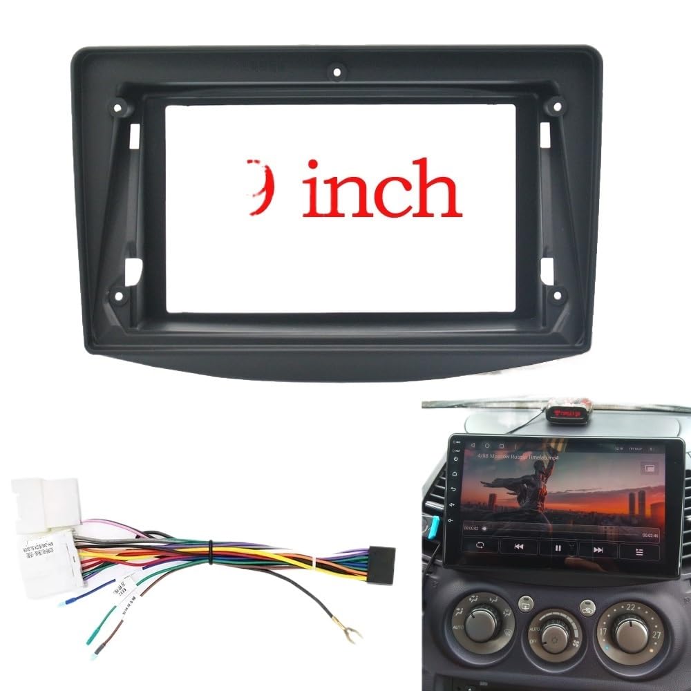 Auto-Audio-Rahmen 9 Zoll Autorahmen Blende Android Audio Fitting Adapter Dash Trim Kit/Passend for Mitsubishi Grandis 2003-2011 Autoradio Radioblende Doppel(Frame an cord) von SAEHEDRDDF