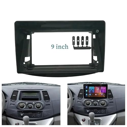 Auto-Audio-Rahmen 9 Zoll Autorahmen Blende Android Audio Fitting Adapter Dash Trim Kit for Mitsubishi Grandis 2003-2011 Autoradio Radioblende Doppel(Only Frame) von SAEHEDRDDF