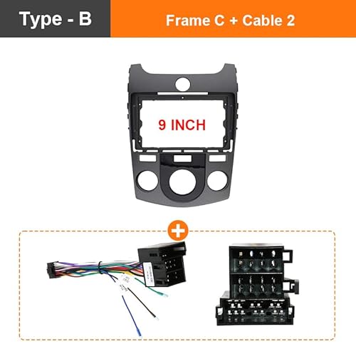 Auto-Audio-Rahmen 9-Zoll-Rahmen/passend for 2009 KIA FORTE MT AC/AT AC Auto-Player, DVD-Armaturenbrett, Audio-Panel-Montage, Blendenrahmen (Silber/Grau) Autoradio Radioblende Doppel(Only FrameC Cabl von SAEHEDRDDF