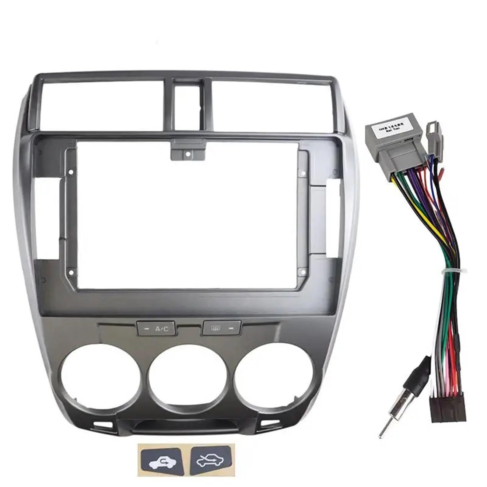 Auto-Audio-Rahmen Autoradio-Audio-Blendenrahmen, 2Din, passend for Honda City 2008–2013 MT AC, 10,1 Zoll großer Bildschirm, Einbausatz for das Radio-Armaturenbrett Autoradio Radioblende Doppel(Gray Fr von SAEHEDRDDF