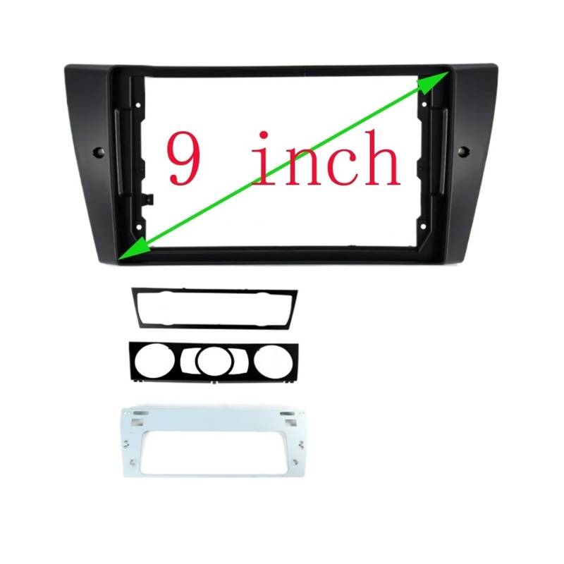 Auto-Audio-Rahmen Car Audio 9 Zoll großer Bildschirm Blendenrahmen-Adapter/Passend for BMW 3er 2Din CD/DVD-Player Einbaurahmen-Kit und Stromkabel Autoradio Radioblende Doppel(Only Frame) von SAEHEDRDDF