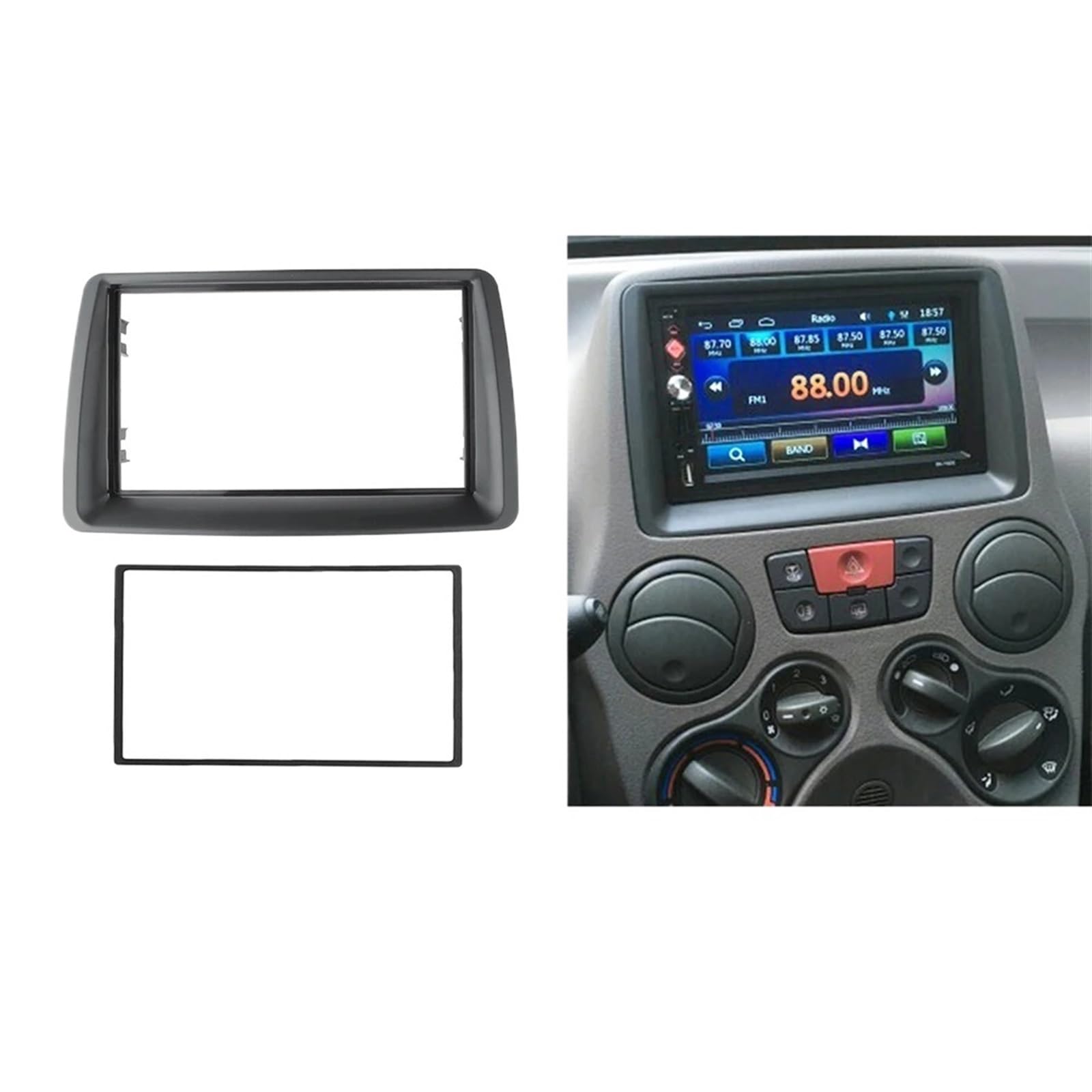 Auto-Audio-Rahmen Doppelte 2-Din-Blende/Passend for FIAT Panda (169) 2003-2012 Radio-CD-DVD-Stereo-Panel Armaturenbrett-Montage Einbauverkleidungssatz Rahmenplatte Blende Autoradio Radioblende Doppe von SAEHEDRDDF