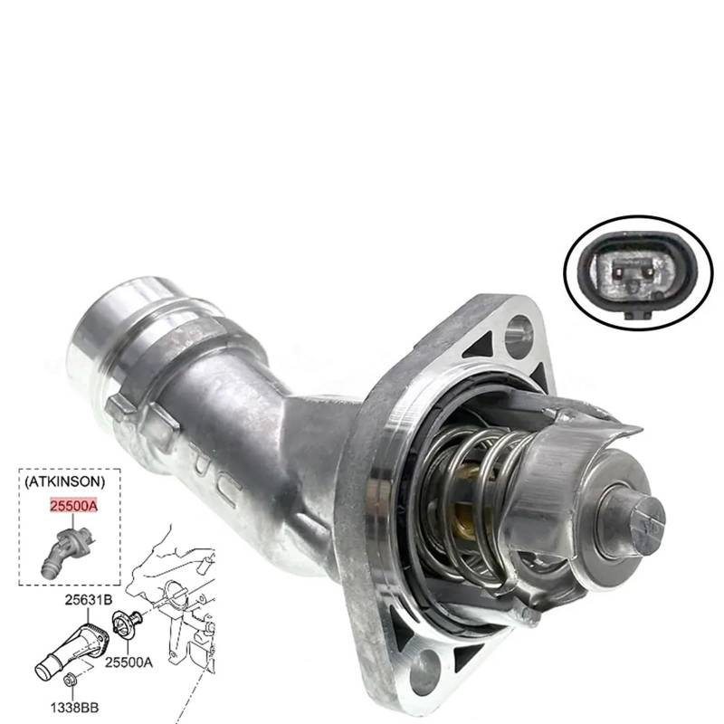 Auto-Thermostat 25500 2E085 Motor-Aluminium-Kühlmittelthermostat/passend for Kia Soul Seltos Hyundai Kona Elantra Veloster 2.0L 255002E085 25500-2E085 Thermostat Kompatibel von SAEHEDRDDF