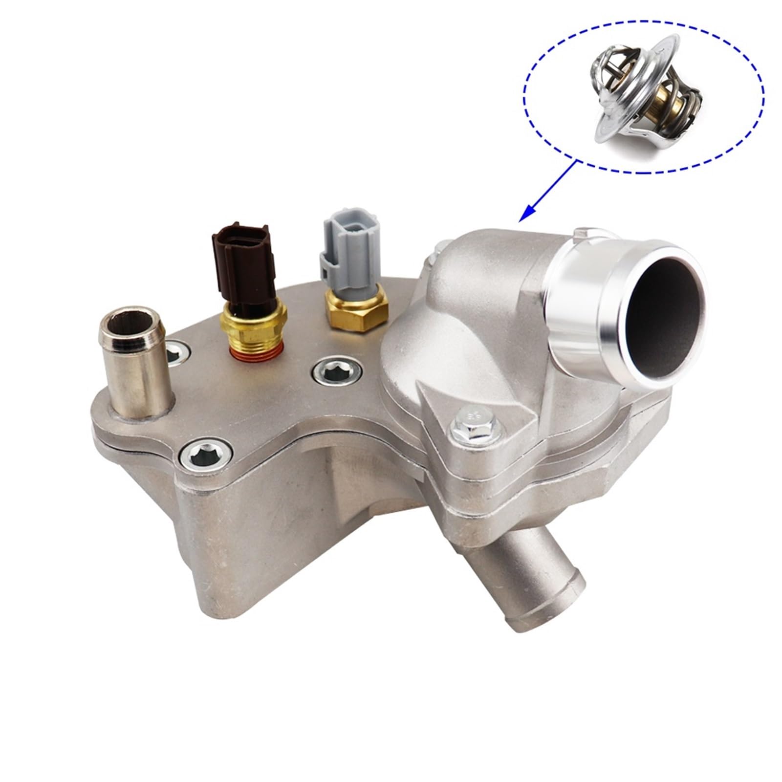 Auto-Thermostat 2L2Z8592BA Aluminium-Thermostatgehäuse-Abdeckung, Motorkühlmittel-Wasser-Flansch-Auslass, passend for 2002–2010 Ford Explorer Mercury Mountaineer Thermostat Kompatibel von SAEHEDRDDF