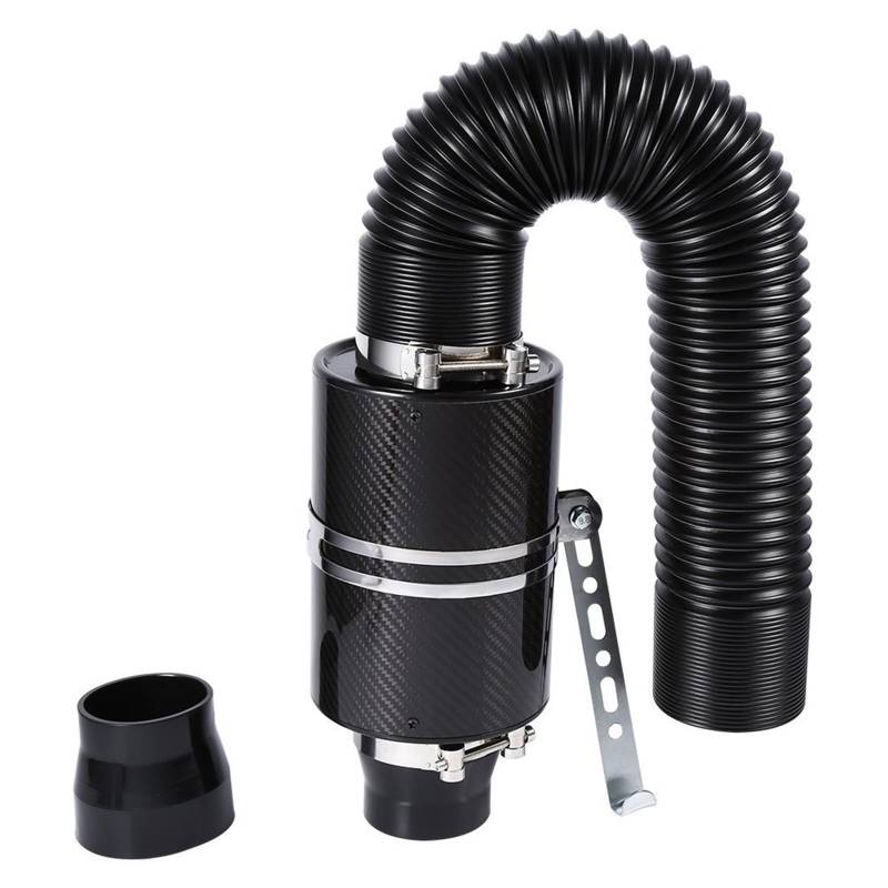 Luftfilter-Ansaugschlauch 3-Zoll-Einlass gebogen Stretch Cold Air Intake Kit Filter Induktion Universal Auto Ansaugrohr Carbon Faser Ansaugschlauch High Flow Ansaugschlauch Luftfilter für von SAEHEDRDDF