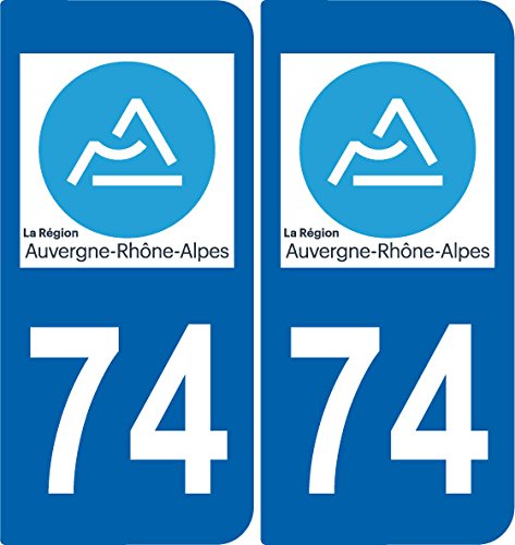 SAFIRMES 1 Paar Nummernschildaufkleber 74 – neues Logo Auvergne Rhône-Alpes von SAFIRMES