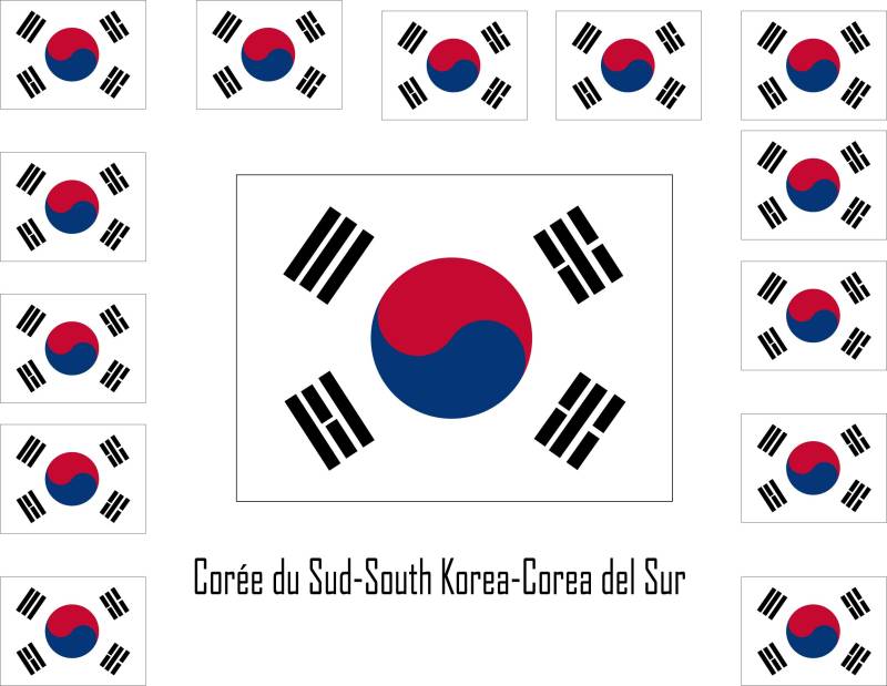 SAFIRMES 15 Aufkleber aus Vinyl, Flagge, Flagge Korea-Du-Süd-Sud-South-Korea-Corea-Del-sur von SAFIRMES