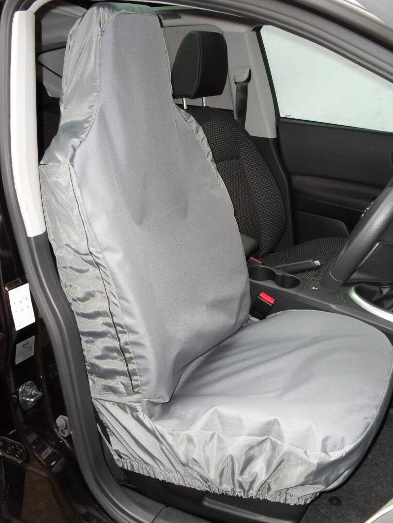 Passend für alle Mitsubishi-Automodelle, wasserdichte Sitzbezüge, strapazierfähiges Segeltuch in Grau – 2 Vordersitzbezüge von SAI BABA's CAR SEAT COVERS LIMITED