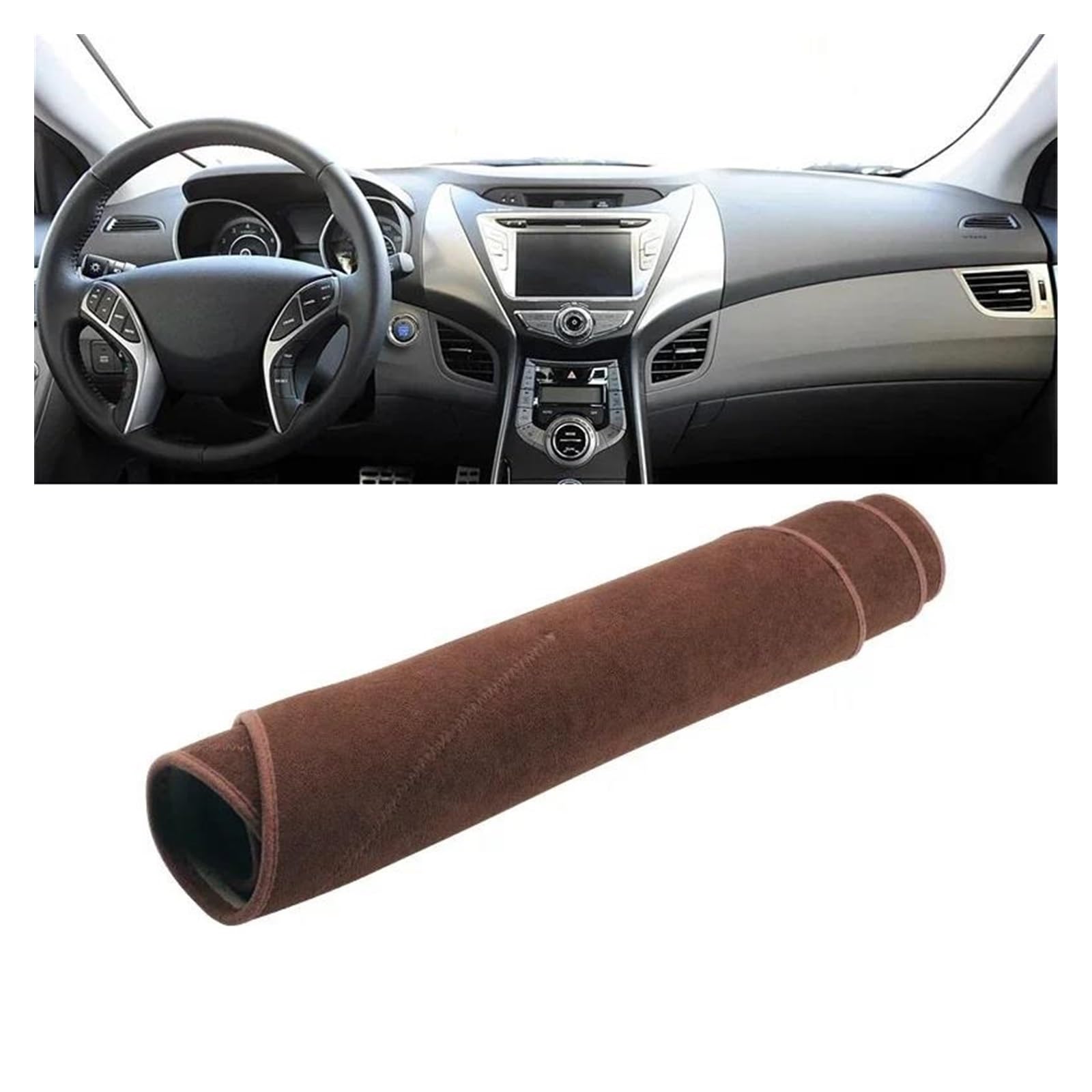 Auto Armaturenbrett Abdeckung Matte Für Hyundai Für Elantra Für MD 2011 2012 2013 2014 2015 Auto Armaturenbrettabdeckung Sonnenschutz Lichtschutzmatte Instrumententafelauflage(B LHD Brown) von SAIBOL