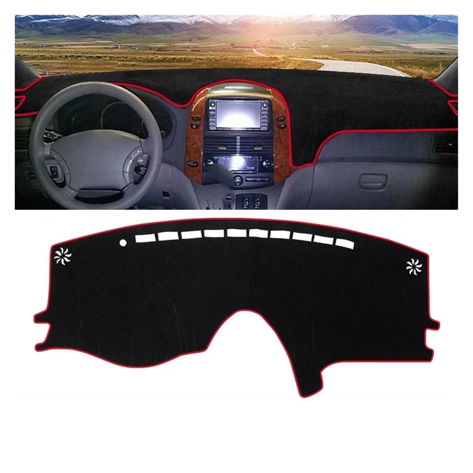 Auto Armaturenbrett Abdeckung Matte Für Toyota Für Sienna Für XL20 2004 2005 2006 2007 2008 2009 2010 Auto Dashboard Instrument Panel Abdeckung Pad Sonnenschutz Teppiche(A Red Side) von SAIBOL