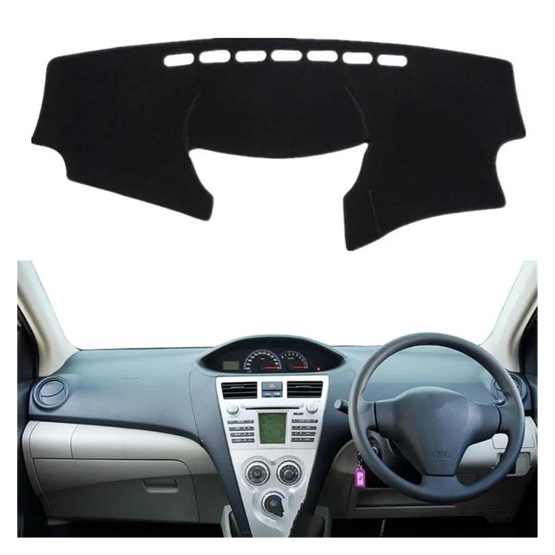 Auto Armaturenbrett Abdeckung Matte Für Toyota Für Vios Für Yaris 2008-2013 Dashboard Abdeckung Matte Pad Dashmat Dash Sonnenschirm Schützen Teppich Teppich(Schwarz,RHD) von SAIBOL