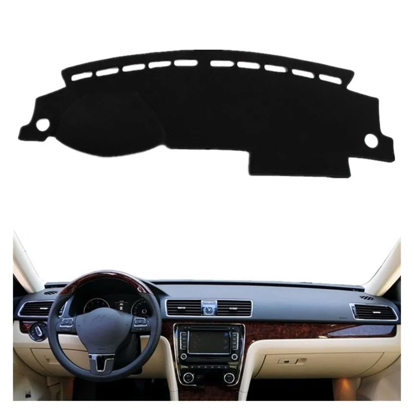 Auto Armaturenbrett Abdeckung Matte Für VW Für Passat Für B7 2011-2015 Dashmat Dashboard-Abdeckungsmattenauflage Anti-Glare Center Console Sonnenblende Teppich(Rot,Lhd) von SAIBOL