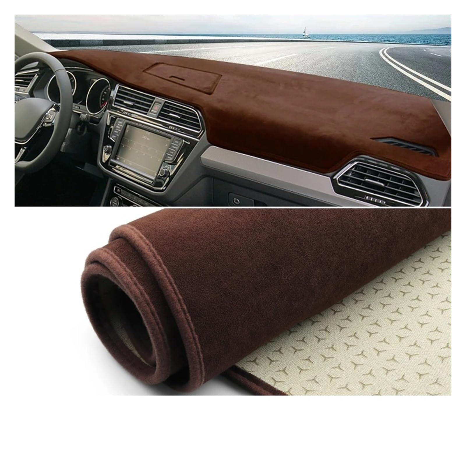 Auto Armaturenbrett Abdeckung Matte Für VW Für Tiguan Für MK2 2016 2017 2018 2019 2020 2021 2022 2023 Auto Armaturenbrett Abdeckung Matte Instrument Teppiche(B Brown LHD) von SAIBOL