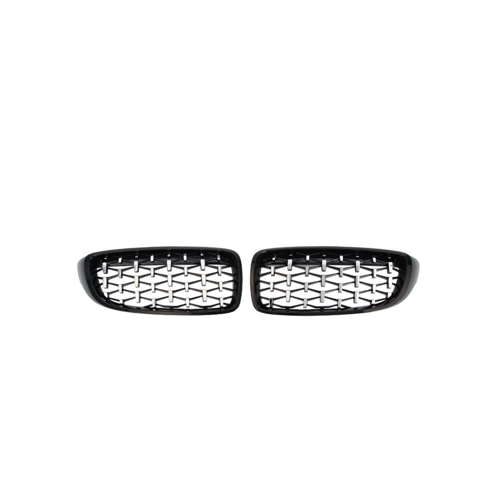 Frontgrill 2-teiliger Frontstoßstangen-Diamant-Nierengrill, Renngrill Für F32 F33 F36 F80 F82 Cabriolet Coupe 425i 430i 440i 435i 2013-2015 2016 2017 2018 Front Kühlergrille(Black and Silver) von SAIBOL