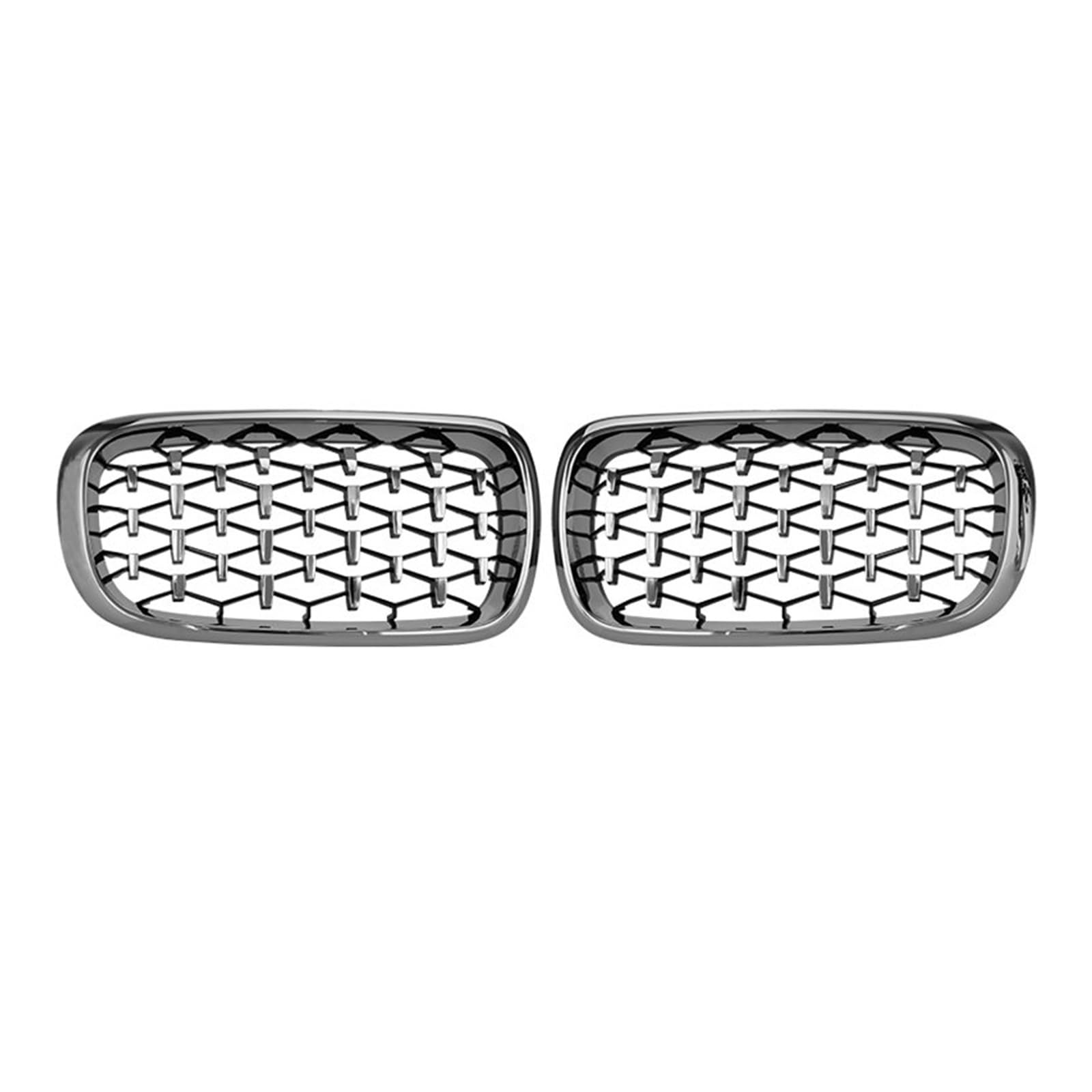 Frontgrill Diamant Auto Front Hood Nierengrill Stoßstange Schwarz Silber Racing Grill Auto ABS Grille Zubehör Für F15 X5 F16 X6 2014-2017 Front Kühlergrille(Full Silver) von SAIBOL