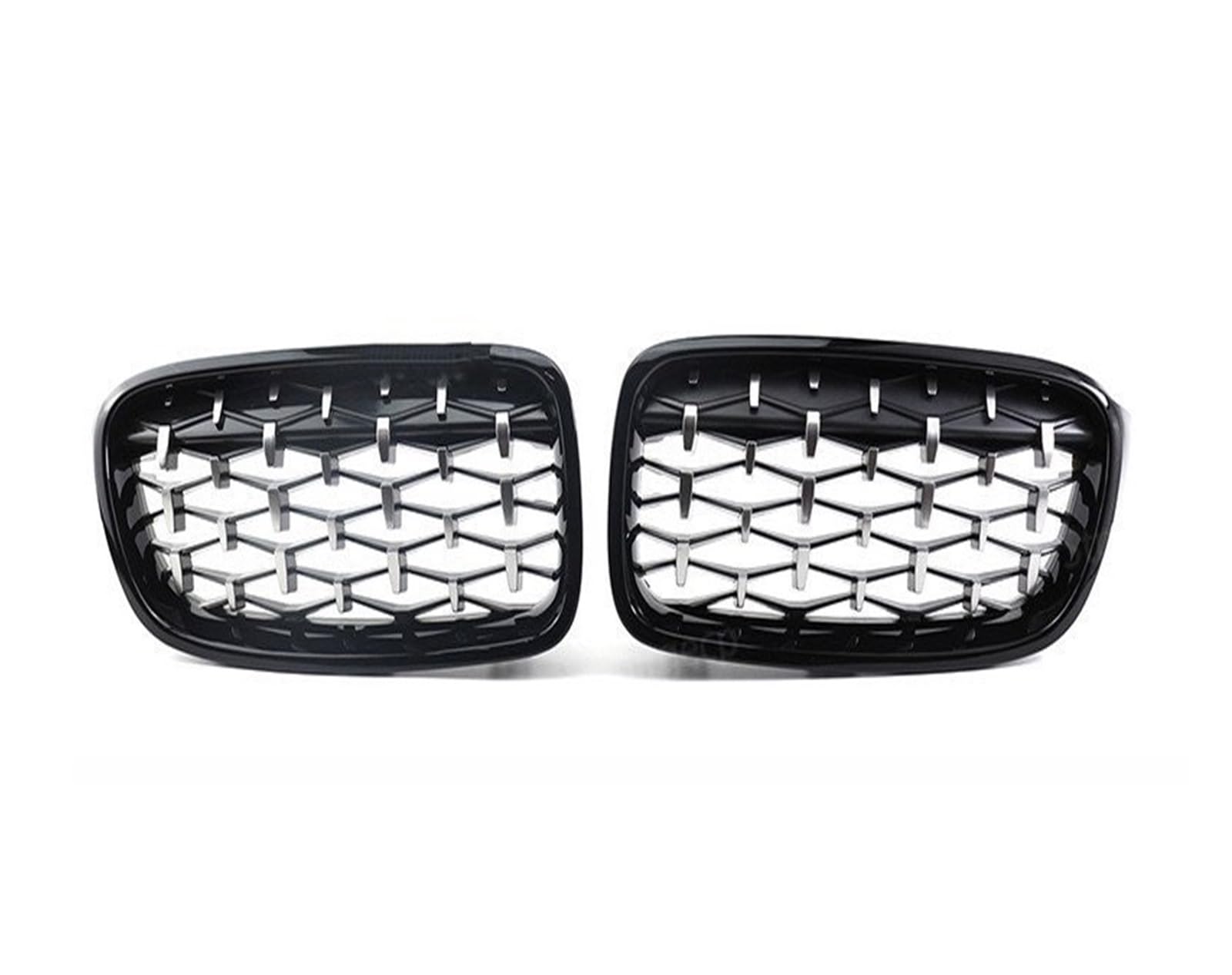 Frontgrill Diamant-Nierengrill Für Die Frontstoßstange, Doppellamellen-Rennsportgrill Für 3er-Serie F30 F31 F35 2011–2019, Autozubehör Front Kühlergrille(Black and Sliver) von SAIBOL