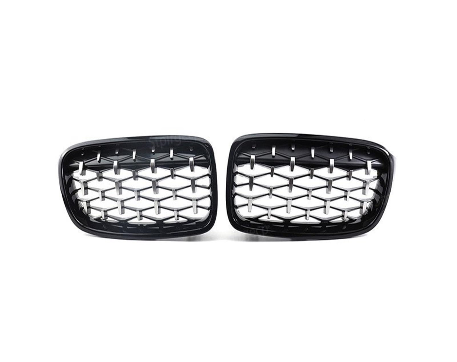 Frontgrill Diamant-Nierengrill Für Die Frontstoßstange Doppellamellen-Rennsportgrill Für 3er-Serie F30 F31 F35 2011–2019 Autozubehör Front Kühlergrille(Black and Sliver) von SAIBOL