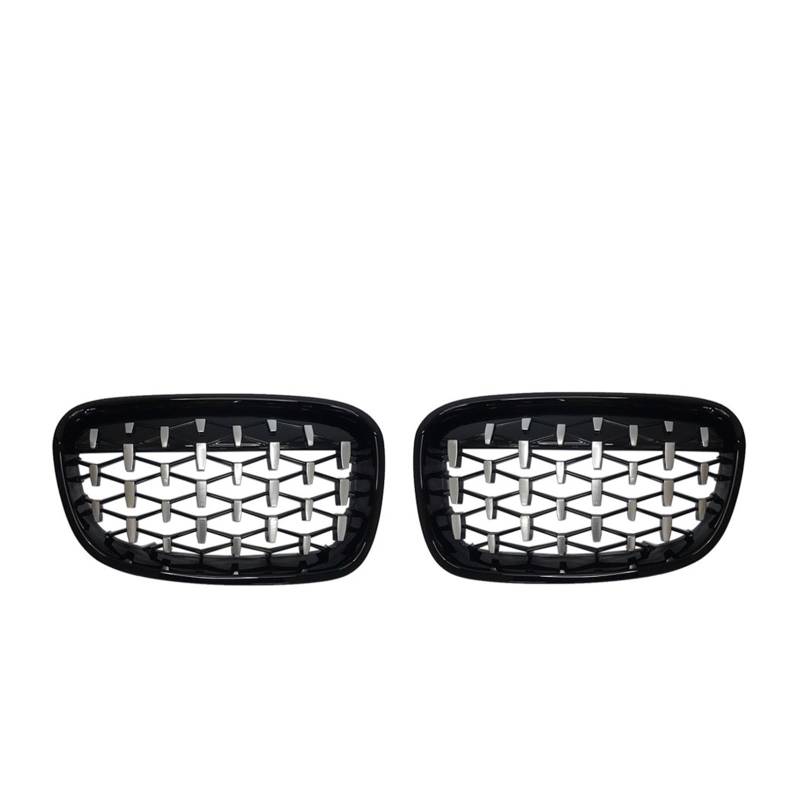 Frontgrill EIN Paar Für 1er F20 F21 116i 118i 2011 2012 2013 2014 Diamantgrill Nieren-Renngitter Mesh Meteor Style Autozubehör Front Kühlergrille(Black and Silver) von SAIBOL