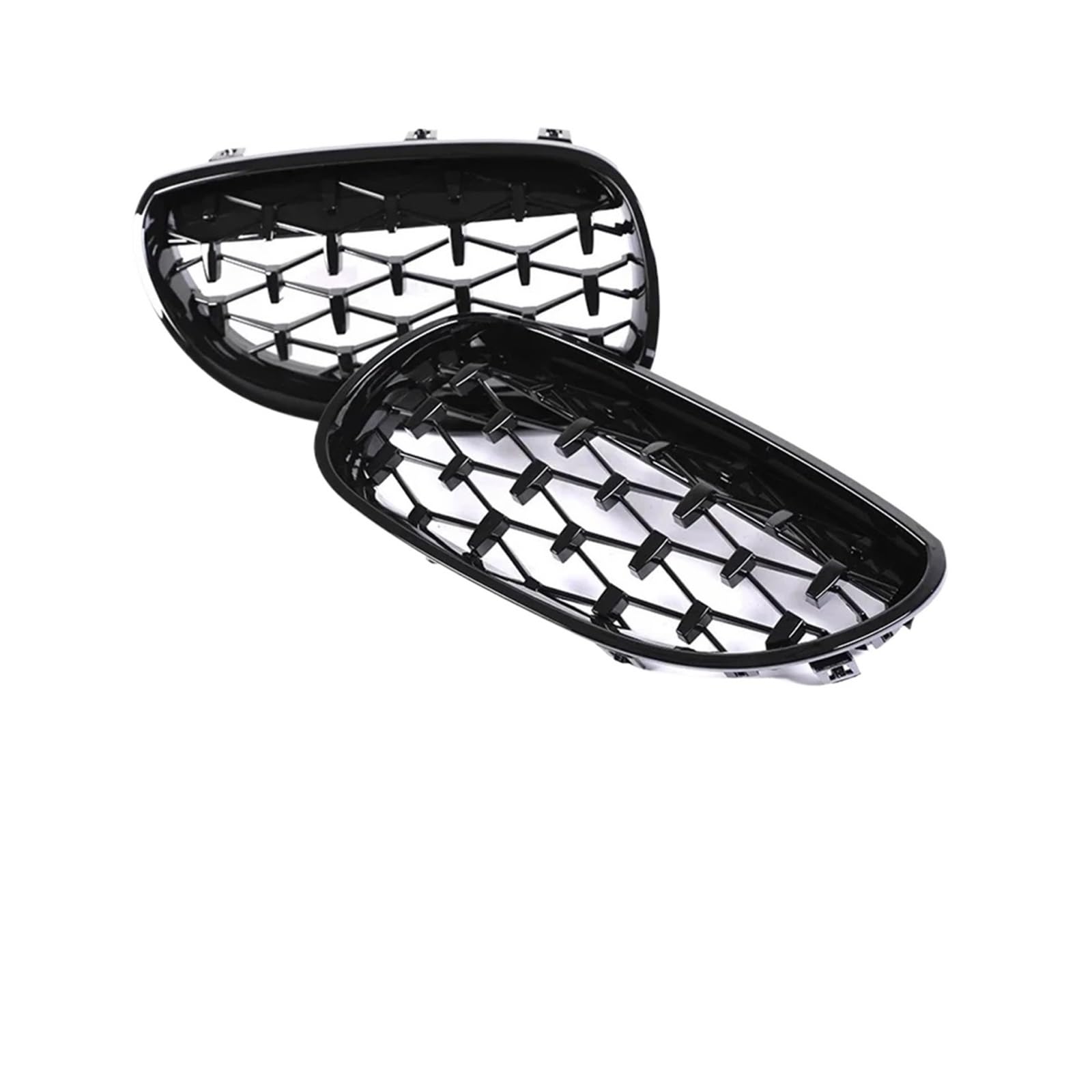 Frontgrill Frontstoßstangengrill Nieren-Renngrill Schwarz Glänzend Haubennetz Für 5er E60 E61 2004-2009 530i 535i 540i 545i Doppellamelle Front Kühlergrille(Diamond All Black) von SAIBOL