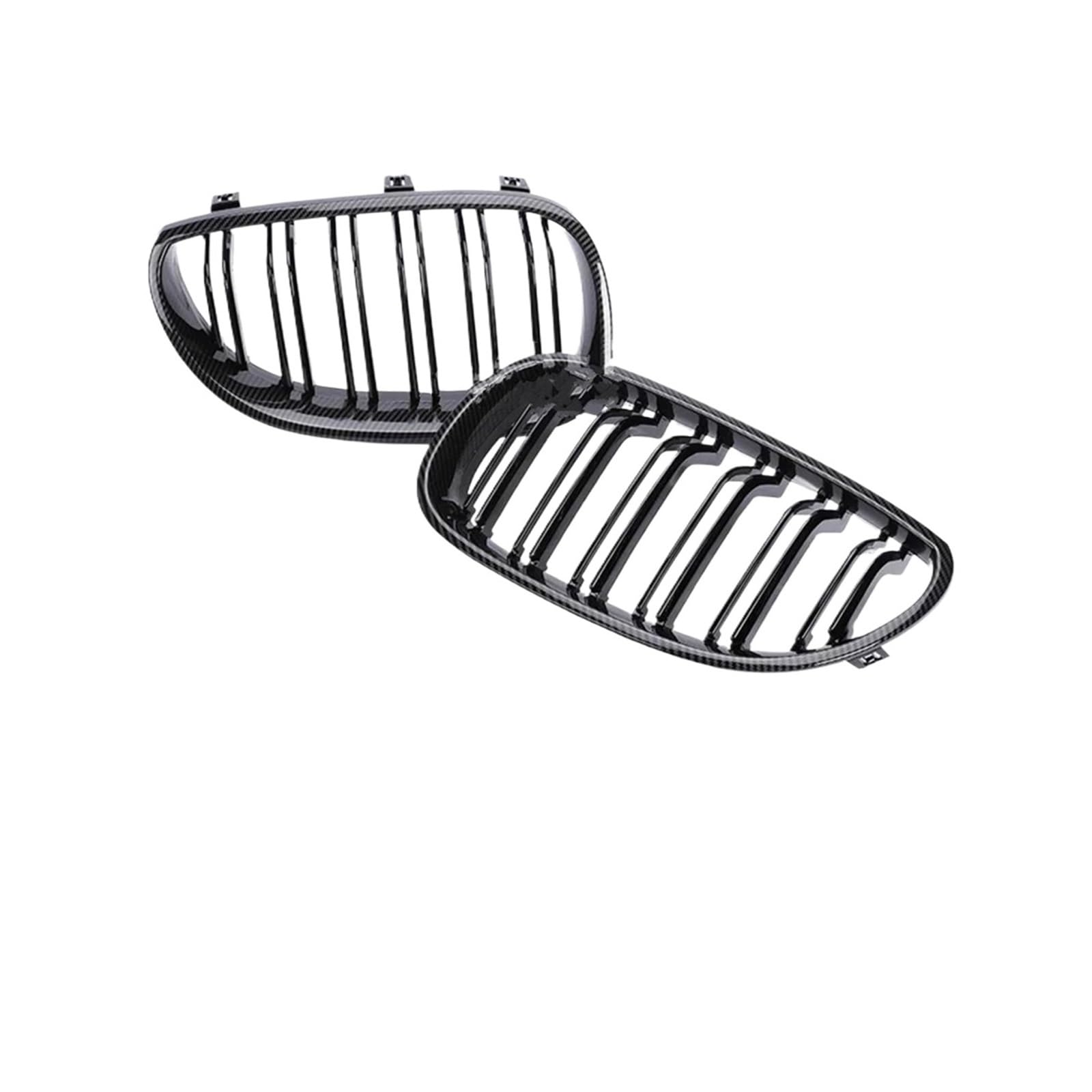 Frontgrill Frontstoßstangengrill Nieren-Renngrill Schwarz Glänzend Haubennetz Für 5er E60 E61 2004-2009 530i 535i 540i 545i Doppellamelle Front Kühlergrille(Dual Carbon Look) von SAIBOL