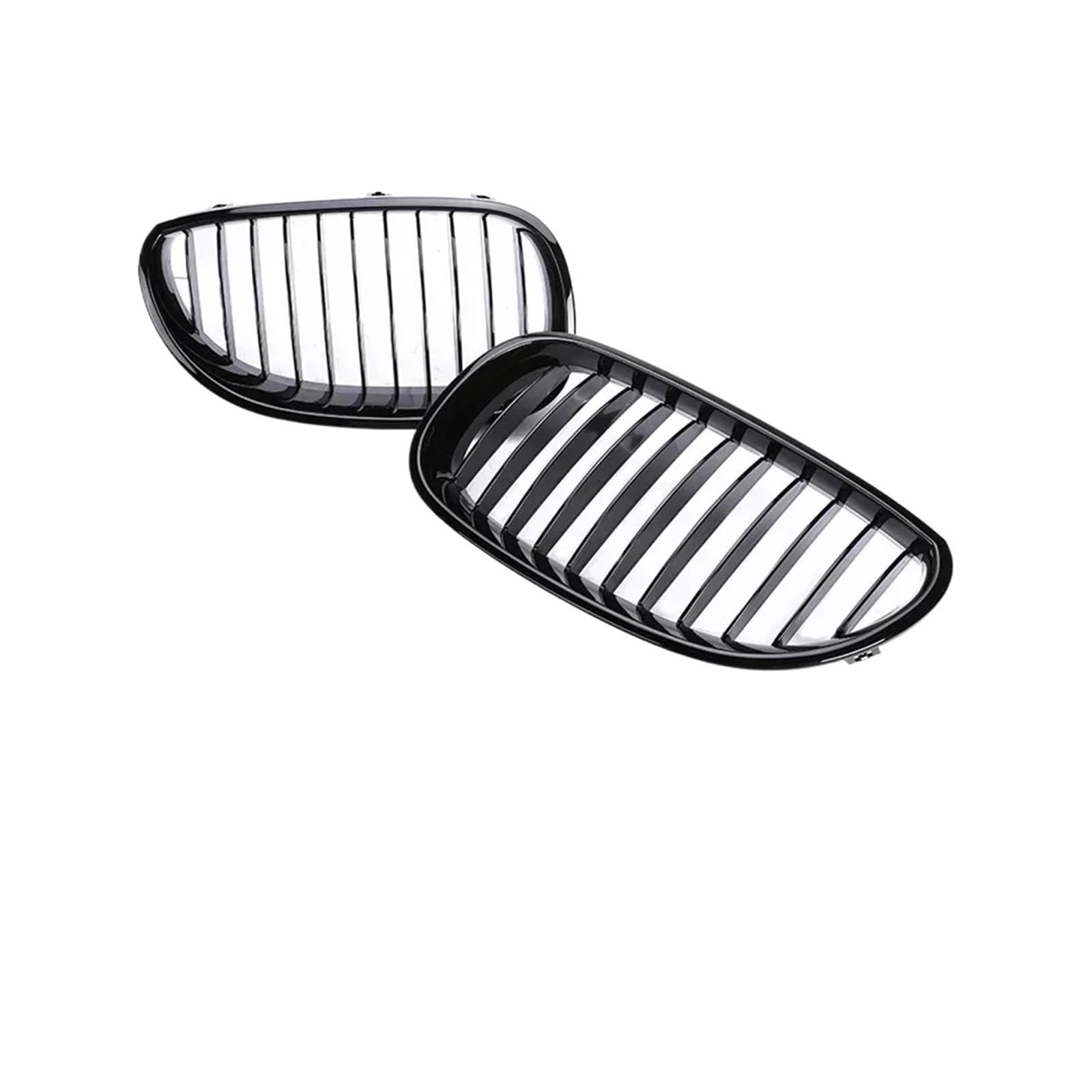 Frontgrill Frontstoßstangengrill Nieren-Renngrill Schwarz Glänzend Haubennetz Für 5er E60 E61 2004-2009 530i 535i 540i 545i Doppellamelle Front Kühlergrille(Single Gloss Black) von SAIBOL