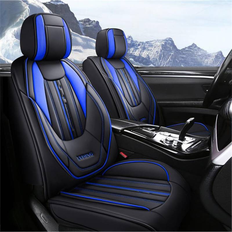 SAINANAR Sitzbezug für Golf Golf Sport Wagen Golf All Track Golf R Golf GTI e-Golf 5 Sitze Allwetter PU-Leder Sitzbezüge,Schwarz Blau von SAINANAR