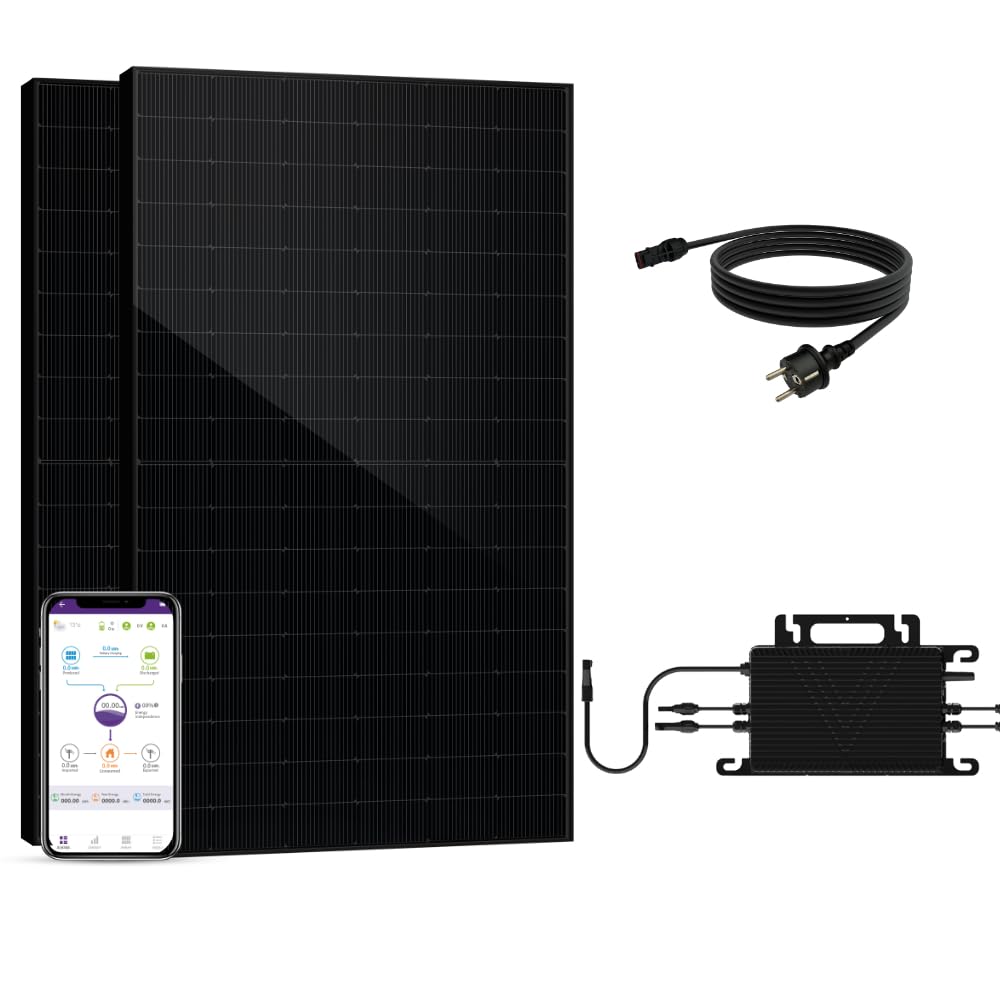 Sakete 1080W Balkonkraftwerk - Balkonkraftwerk 900W komplett Steckdose - 800 Watt Wechselrichter - Solarpanel Komplettset - 450W bifaziale Solarpanel inkl. 5m Kabel von SAKETE