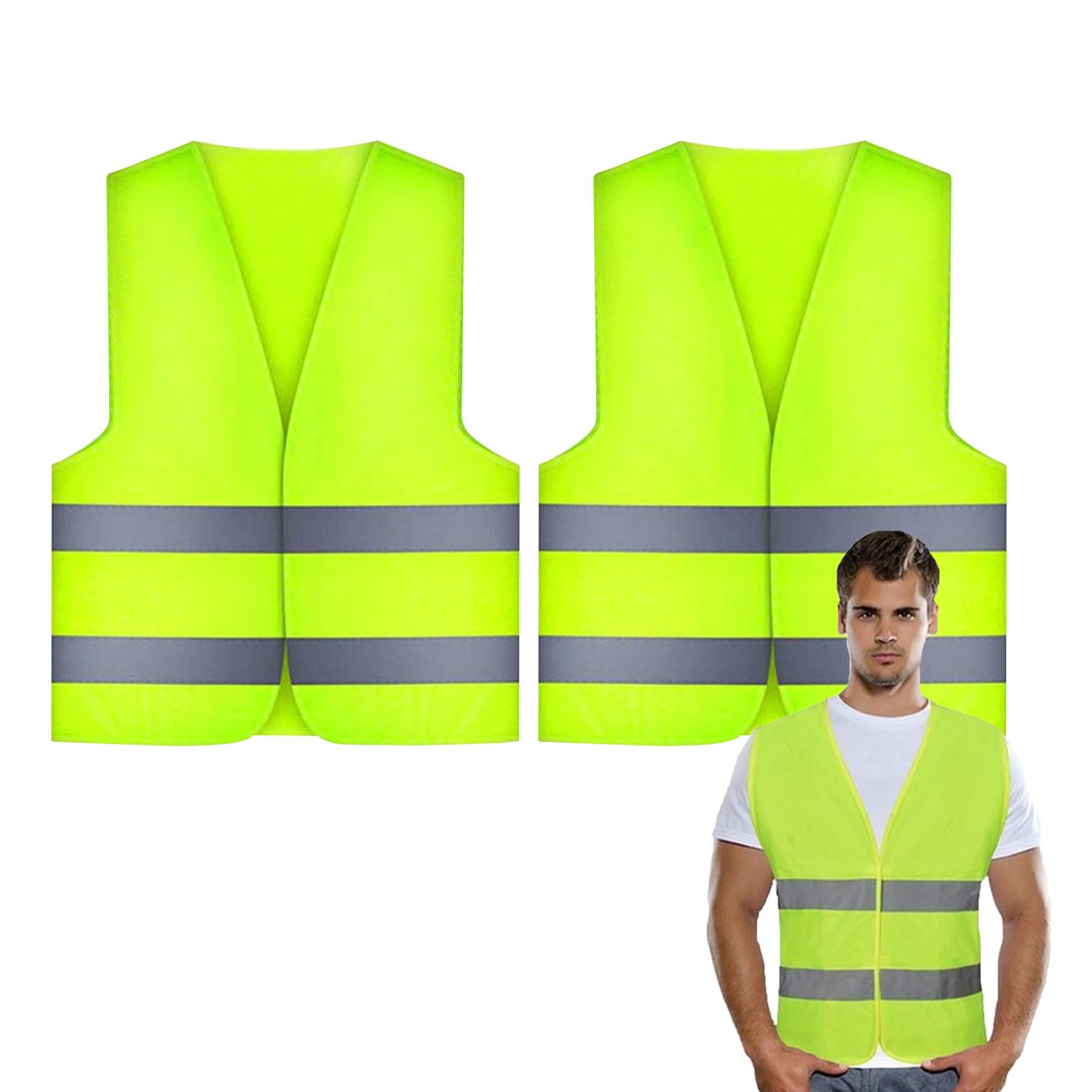 SALADOCY 2 Stück Warnwesten Auto, Warnweste Auto Damen Herren Erwachsene, high Visibility Vest, Einheitsgröße, Sicherheits Set von SALADOCY