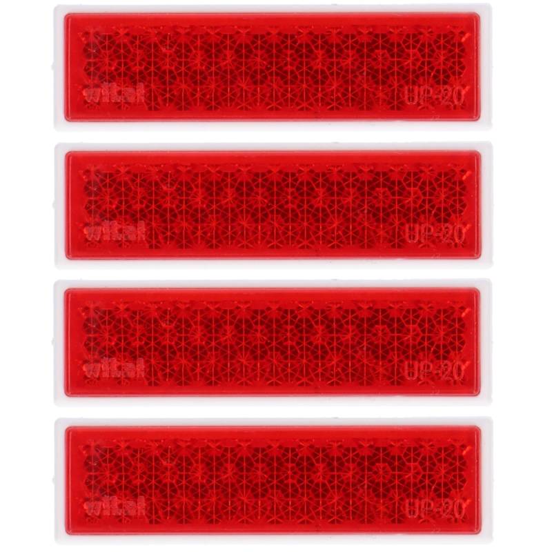 4 Reflektor Rot Gelb Weiß Rückstrahler Katzenauge Seitenstrahler zum kleben Selbstklebend mit Schraube PKW Anhänger 72x21mm 96x46mm 60mm Ø (Rot | Eckig | 72x21mm | Selbstklebend) von SAMETRUCK