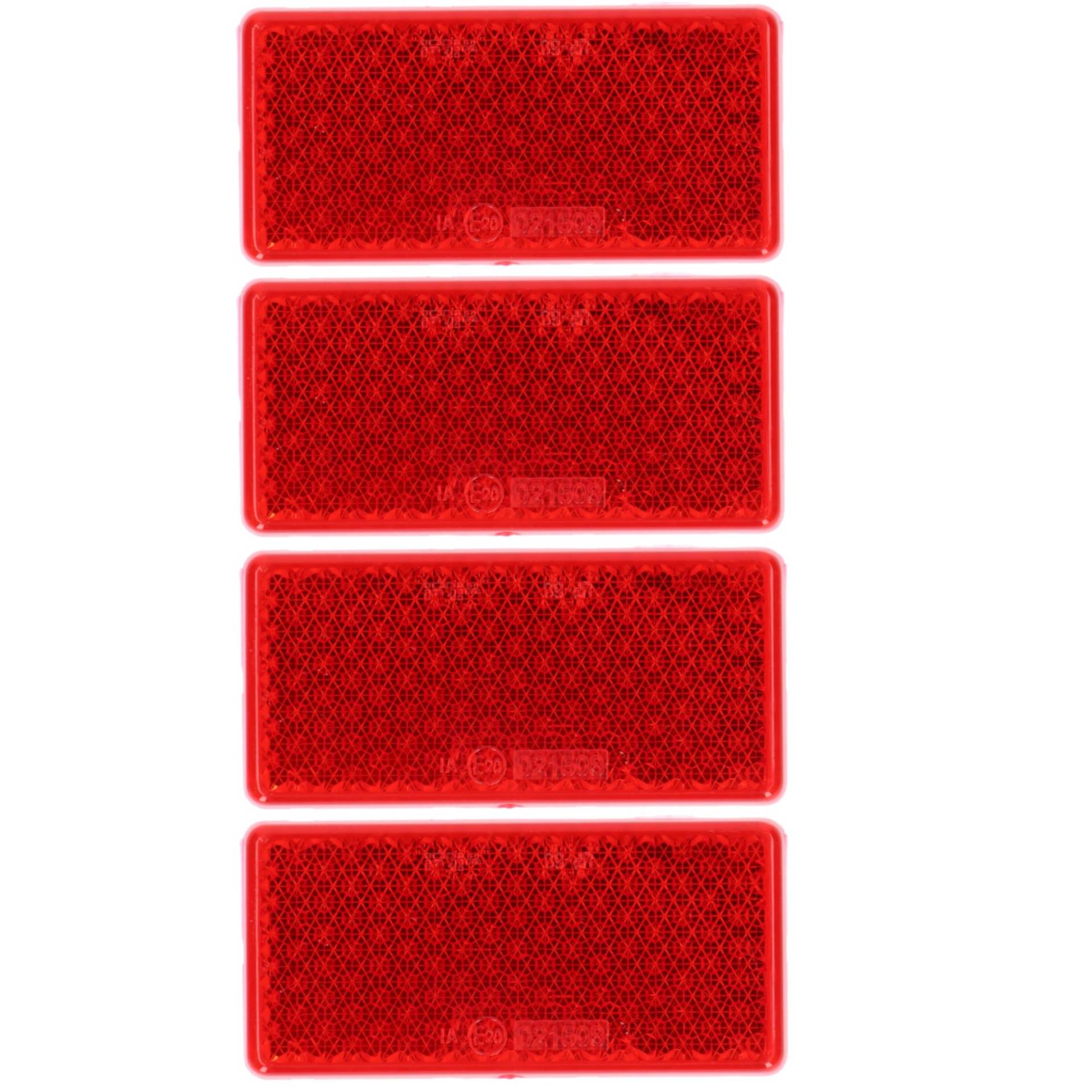 4 Reflektor Rot Gelb Weiß Rückstrahler Katzenauge Seitenstrahler zum kleben Selbstklebend mit Schraube PKW Anhänger 72x21mm 96x46mm 60mm Ø (Rot | Eckig | 96x46mm | Selbstklebend) von SAMETRUCK