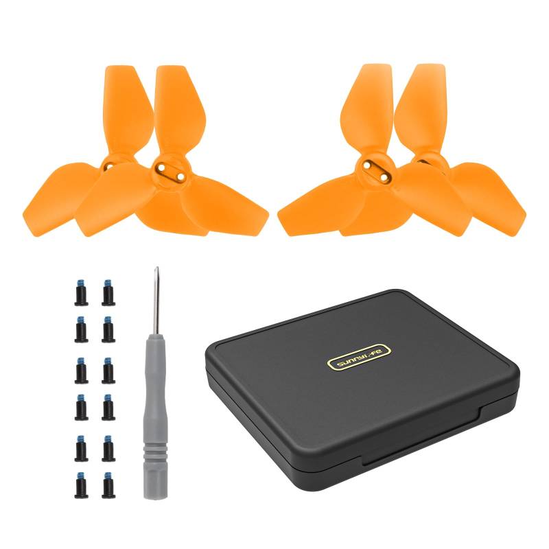 Propeller-Aufbewahrungskoffer für DJI NEO, Propeller-Requisitenbox + bunte Propeller (orange+Aufbewahrungsbox) von SAMTN