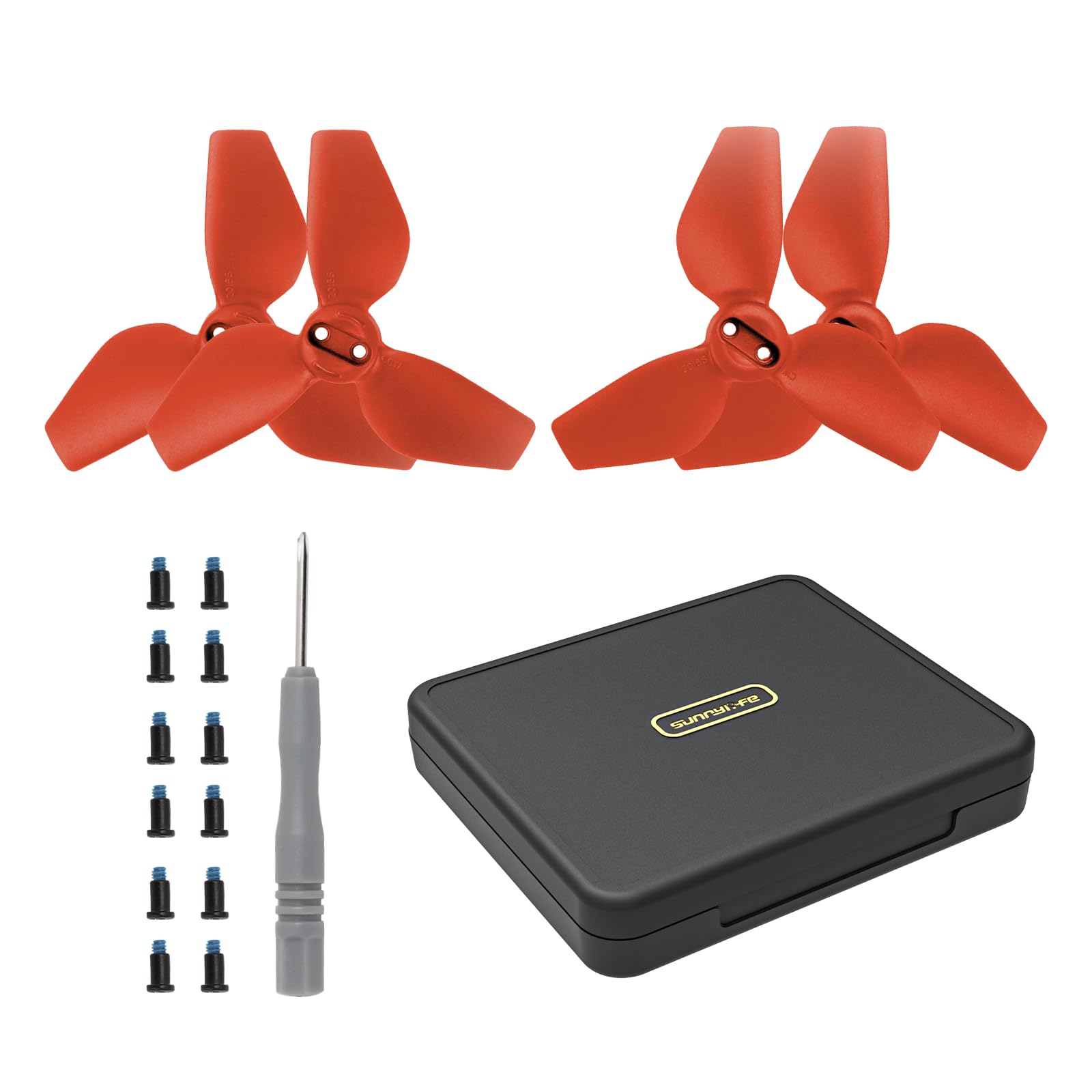 Propeller-Aufbewahrungskoffer für DJI NEO, Propeller-Requisitenbox + bunte Propeller (rot+Aufbewahrungsbox) von SAMTN