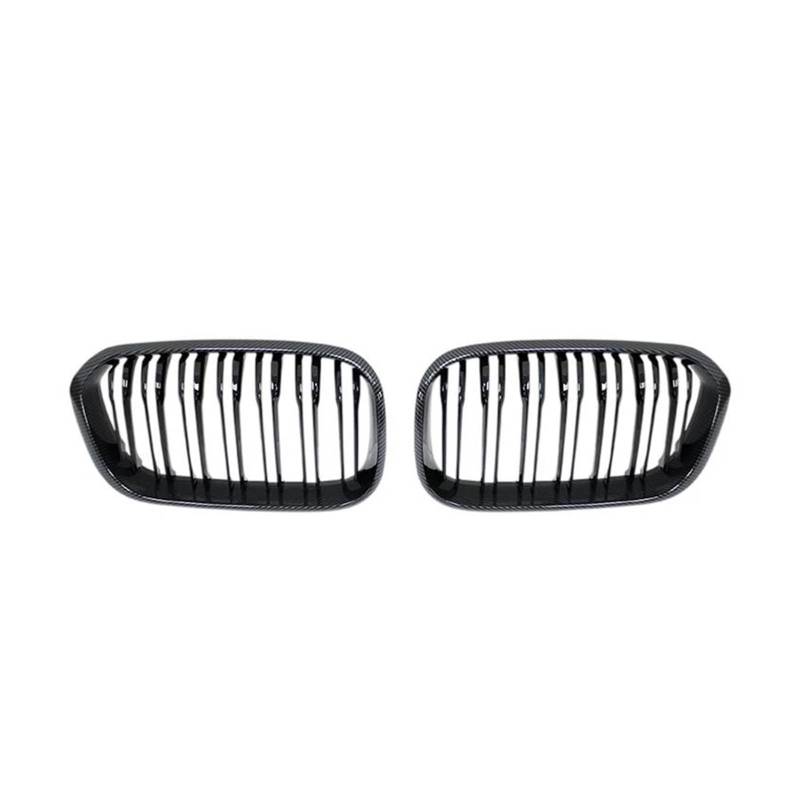 Frontgrill Auto Front Stoßstange Gitter Nieren Racing Grill Für 1 Serie F20 F21 LCI 120i 2016 2017 Doppel Lamellen Ersatz Grille Kühler(Double Line Carbon) von SANCAK