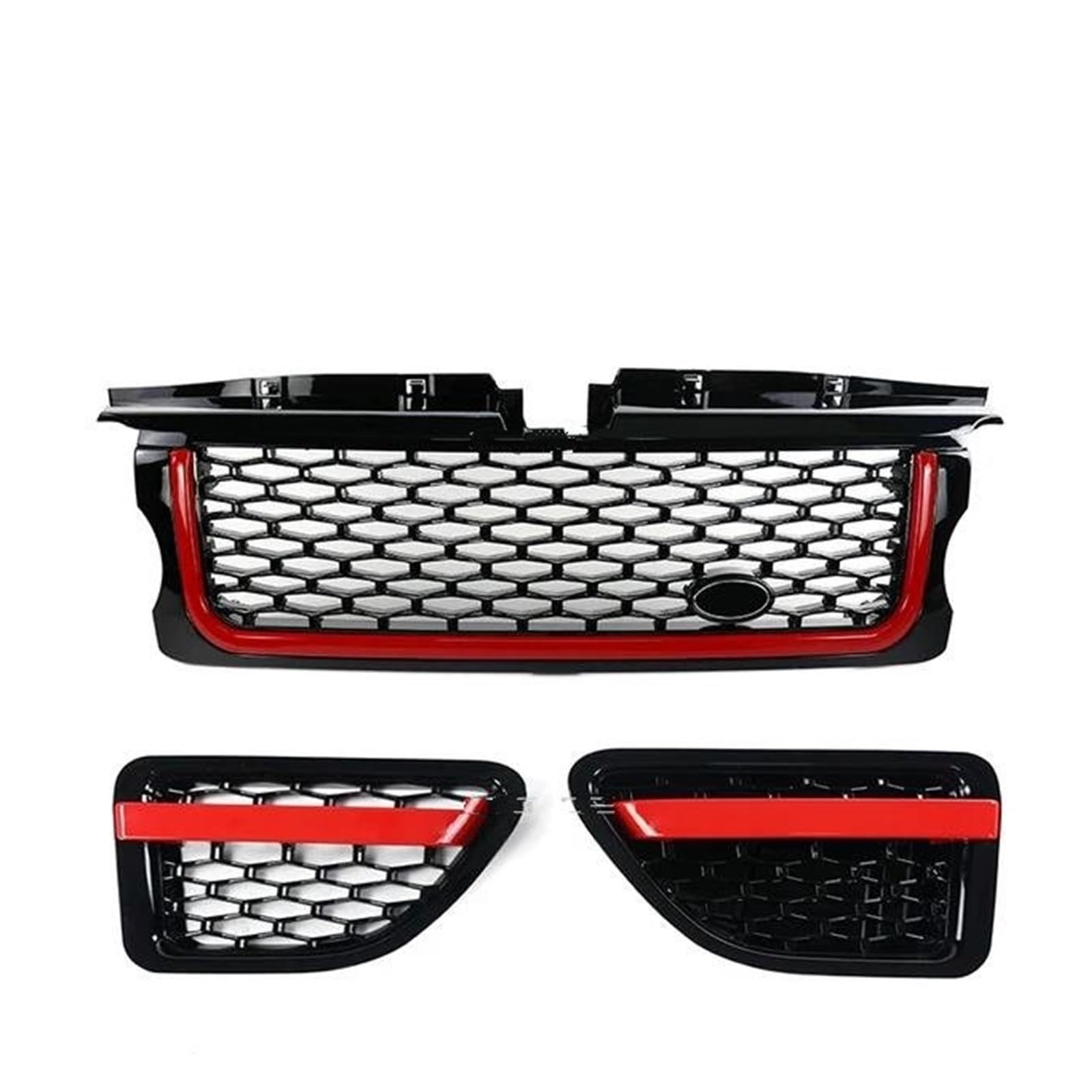 Frontgrill Auto-Styling Auto-Frontstoßstangengrill Für Land Für Rover Für Range Für Rover Für Sport 2005-2009 L320 ABS-Grillnetz Für Autokühler Kühler(Black red Set) von SANCAK