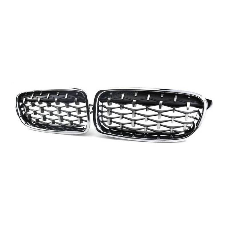 Frontgrill Autozubehör Diamant-Frontstoßstangen-Nierengrill Doppellamellen-Rennsportgrill Für 3er F30 F31 F35 2011-2019 Kühler(Sliver) von SANCAK