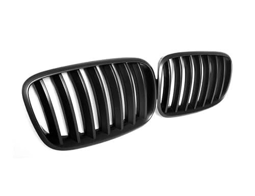 Frontgrill EIN Paar Für E70 E71 E72 X5 X6 2007-2013 Renngrill Schwarz Glänzend Einzellamellen Nierengrill Frontstoßstangengrill Kühler(Matt-schwarz) von SANCAK