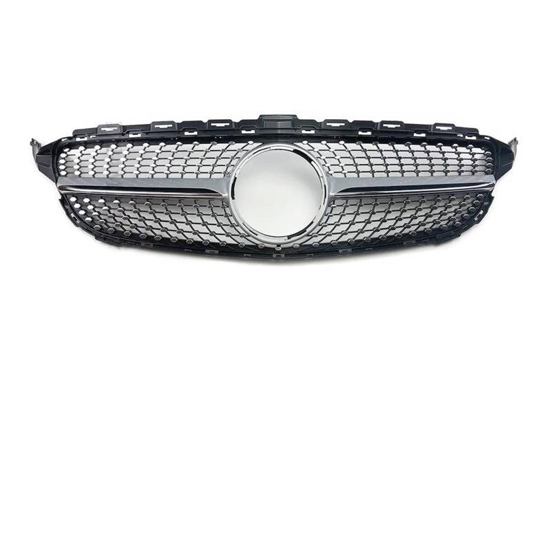 Frontgrill Für Benz C W205 C205 S205 2014-2021 C180 C200 C250 C260 C300 Frontgrill Racing Grill Diamant Stil Mesh Kühler(A 14-18 Silvery) von SANCAK