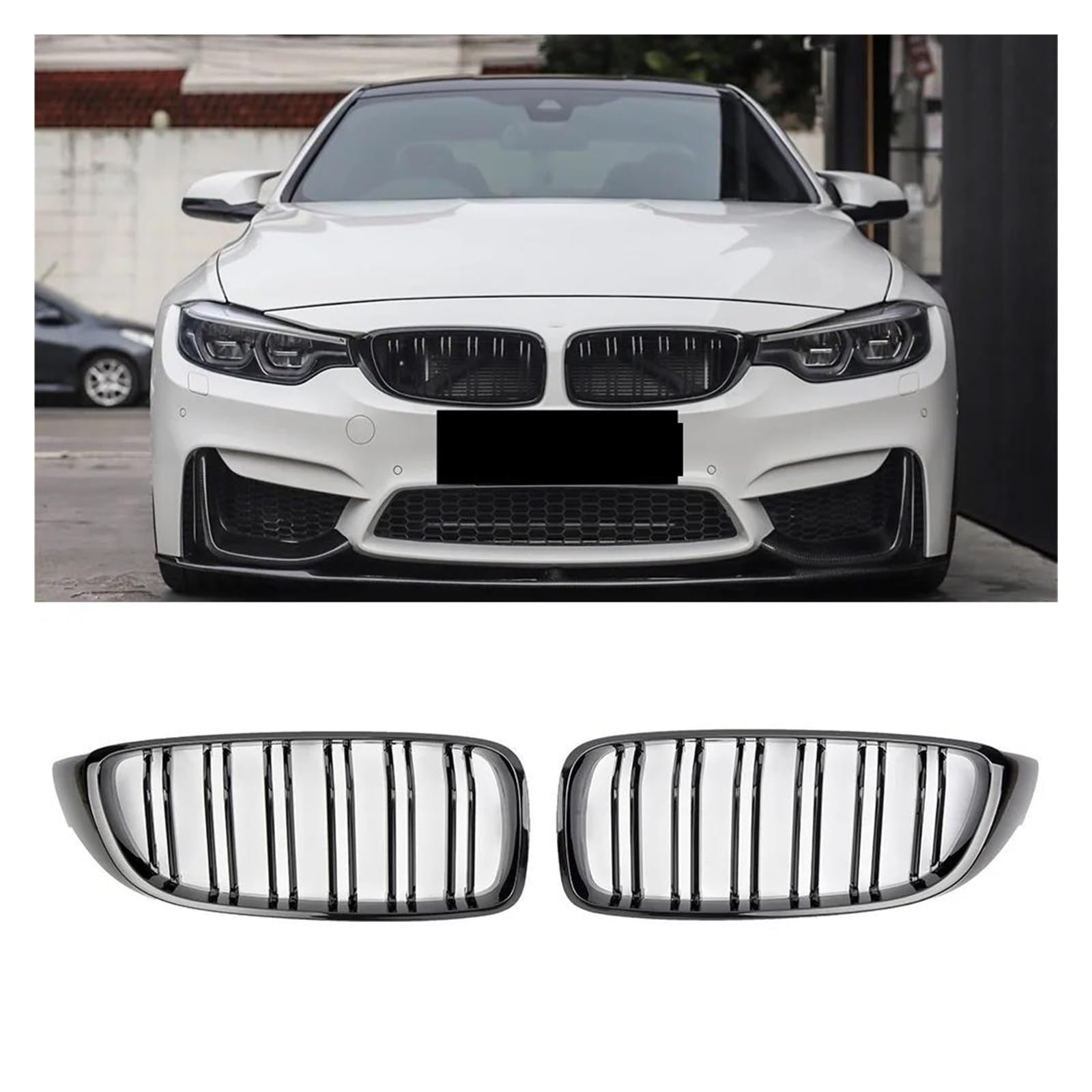 Frontgrill Für F32 F33 F36 F80 F82 2013-2020 Für Cabriolet Coupe 425i 430i 440i 435i Glänzend Schwarz Front Niere Kühlergrill Lamelle M4 Stil Grill Kühler(Glossy Black) von SANCAK