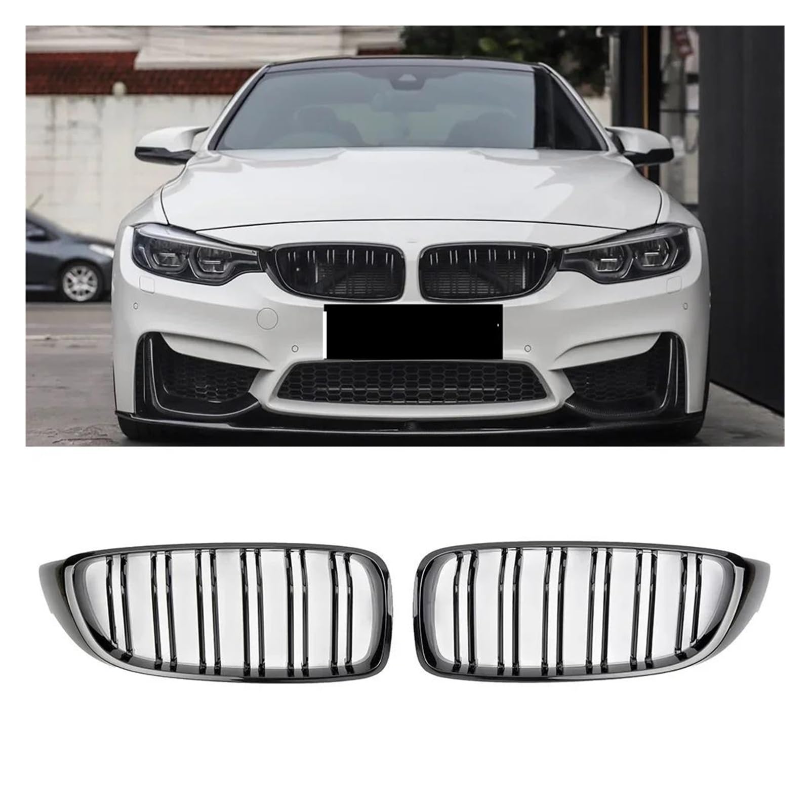 Frontgrill Für F32 F33 F36 F80 F82 2013-2020 Für Cabriolet Für Coupe 425i 430i 440i 435i Glänzend Schwarz Front Niere Kühlergrill Lamelle M4 Stil Grill Kühler(Glossy Black) von SANCAK