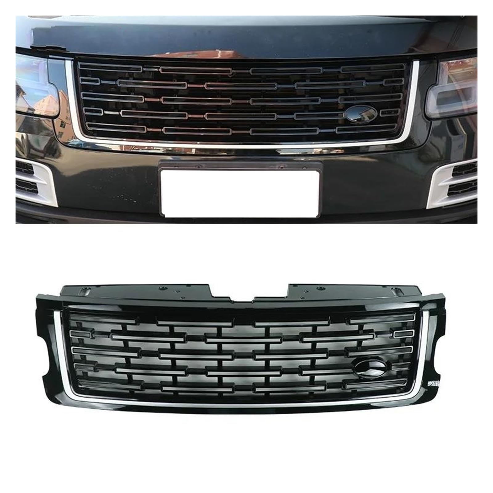 Frontgrill Für Land Für Rover Für Range Für Rover Für Vogue 2018-2022 Auto Frontgrill Kühlergitter Gitter Upgrade Auf 2023 Oberer Stoßfänger Racing Grill Kühler(Black Grill) von SANCAK