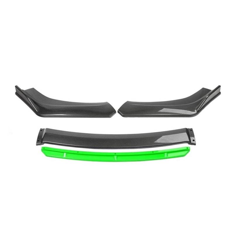 Frontlippe 4 STÜCKE Universal ABS Kunststoff Kohlefaser Autozubehör Auto Vorderen Stoßfänger Lip Body Kit Spoiler Splitter Diffusor Splitter Frontspoiler(Carbon and Green) von SANCAK