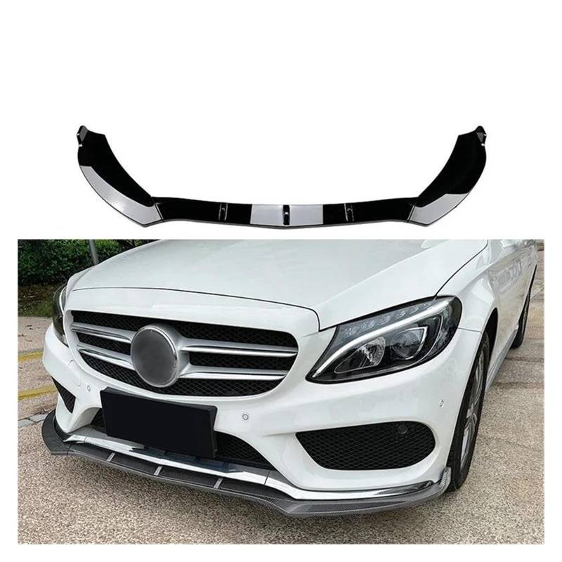 Frontlippe Auto Front Kinn Stoßstange Lip Seite Spoiler Splitter Abdeckung Guard Kit Schutz Für Benz W205 C180 C200 C260 Für AMG 2015-2018 Frontspoiler(Gloss Black) von SANCAK